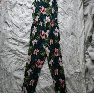 Green flower print jumpsuit
